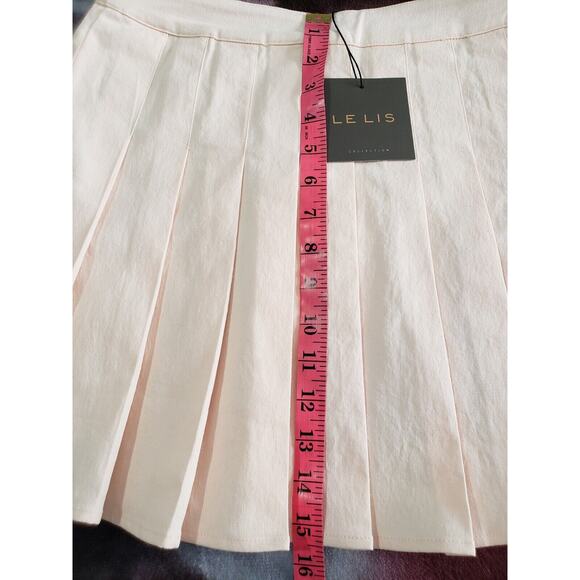 Le Lis Mini Skirt Women's Size Small Light Pink Pleated Canvas Back Zip A-Line - Picture 9 of 11